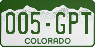 CO license plate 005GPT
