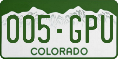 CO license plate 005GPU
