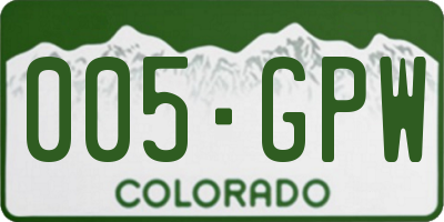 CO license plate 005GPW