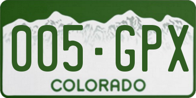 CO license plate 005GPX