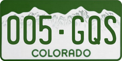 CO license plate 005GQS