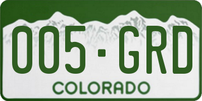 CO license plate 005GRD