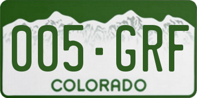 CO license plate 005GRF