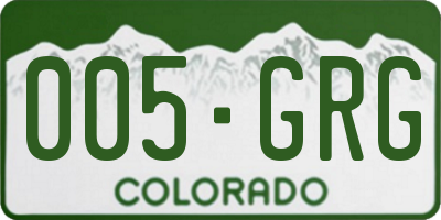 CO license plate 005GRG