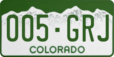 CO license plate 005GRJ