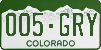 CO license plate 005GRY