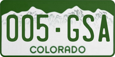 CO license plate 005GSA