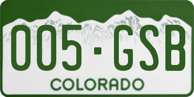 CO license plate 005GSB