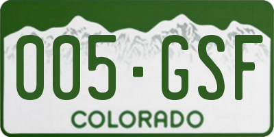 CO license plate 005GSF