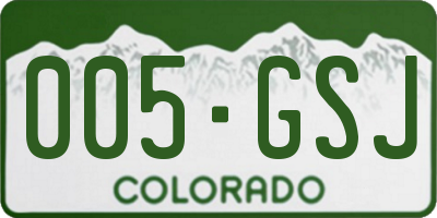 CO license plate 005GSJ