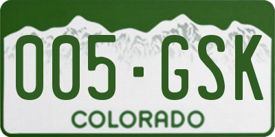 CO license plate 005GSK