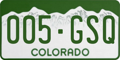 CO license plate 005GSQ