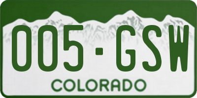 CO license plate 005GSW