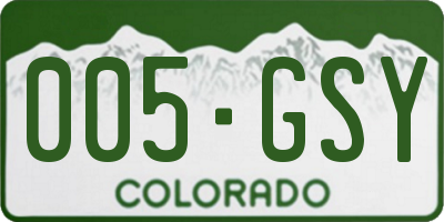 CO license plate 005GSY