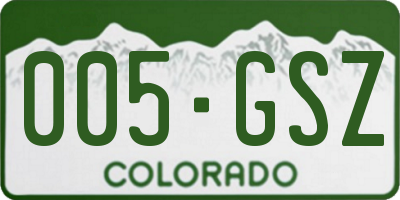 CO license plate 005GSZ