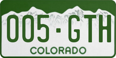 CO license plate 005GTH