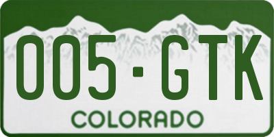 CO license plate 005GTK
