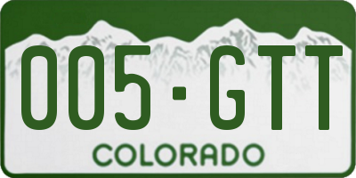 CO license plate 005GTT