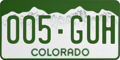 CO license plate 005GUH