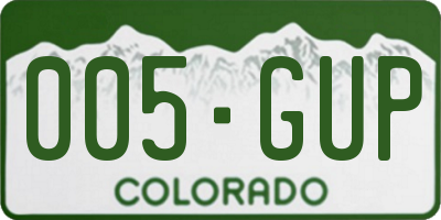 CO license plate 005GUP