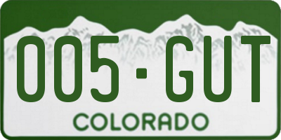 CO license plate 005GUT
