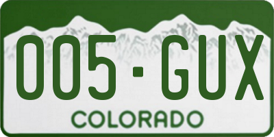 CO license plate 005GUX