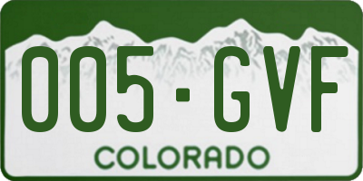 CO license plate 005GVF