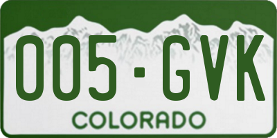 CO license plate 005GVK