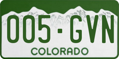 CO license plate 005GVN