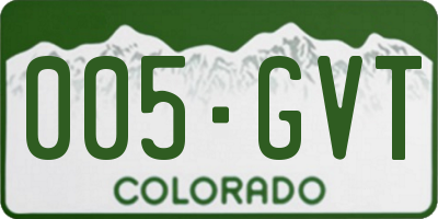 CO license plate 005GVT