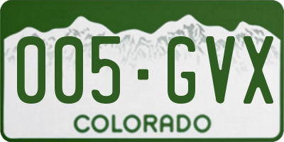 CO license plate 005GVX