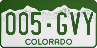 CO license plate 005GVY