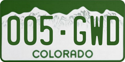 CO license plate 005GWD