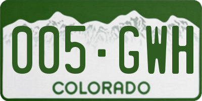 CO license plate 005GWH