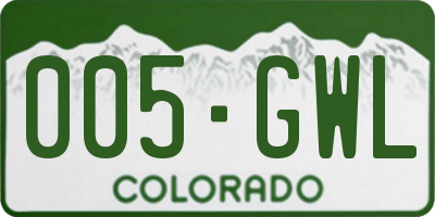 CO license plate 005GWL