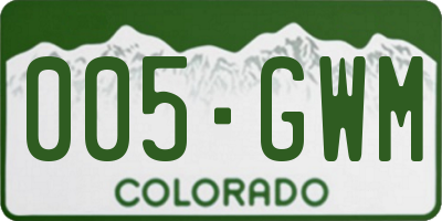 CO license plate 005GWM