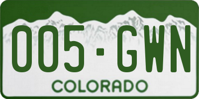 CO license plate 005GWN