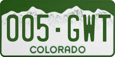 CO license plate 005GWT