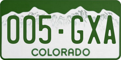 CO license plate 005GXA