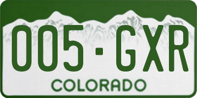 CO license plate 005GXR