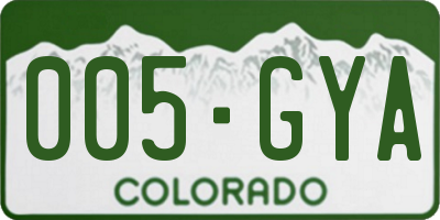 CO license plate 005GYA