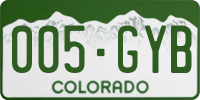 CO license plate 005GYB
