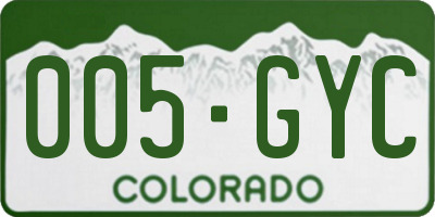 CO license plate 005GYC