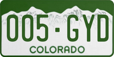 CO license plate 005GYD