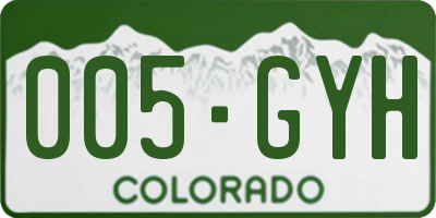 CO license plate 005GYH