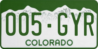 CO license plate 005GYR