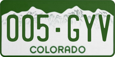 CO license plate 005GYV