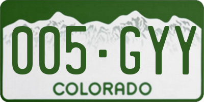 CO license plate 005GYY