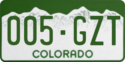 CO license plate 005GZT
