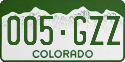 CO license plate 005GZZ